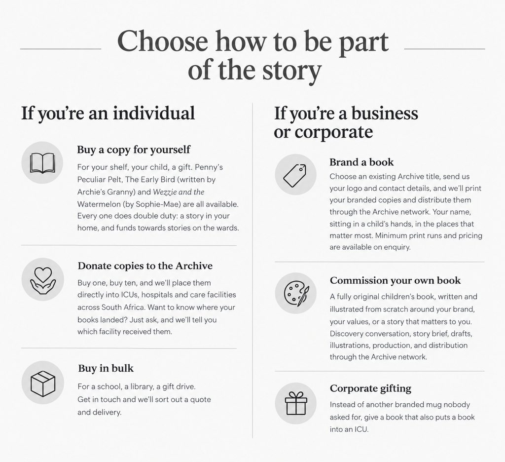 Choose how to be part of the story. Every book you buy here does double duty — it brings a story into your home, and helps us bring stories into the places where children need the escape and magic of imagination, most.